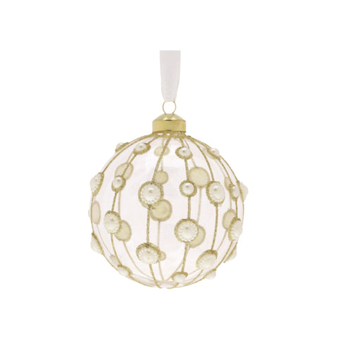 Boule de Noël décorative Hervit en verre transparent/doré D10 cm