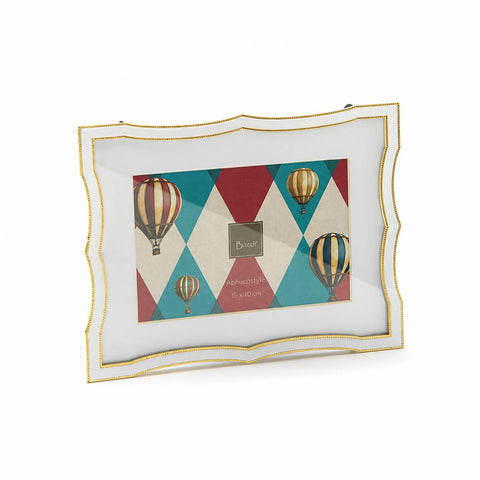 Bruco Portafoto di natale rettangolare in metallo bianco/oro 22x2x17 cm