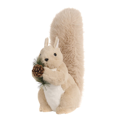 GOODWILL Beige artificial fur squirrel with pine cone H46 cm