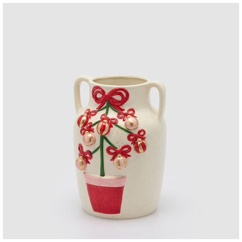 EDG Vaso di natale con decoro abete D18xH25 cm