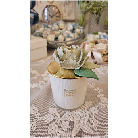 Chiaraela Candela grande Peonia "Giardino" D8.5xH14 cm 8 varianti(1 unità)