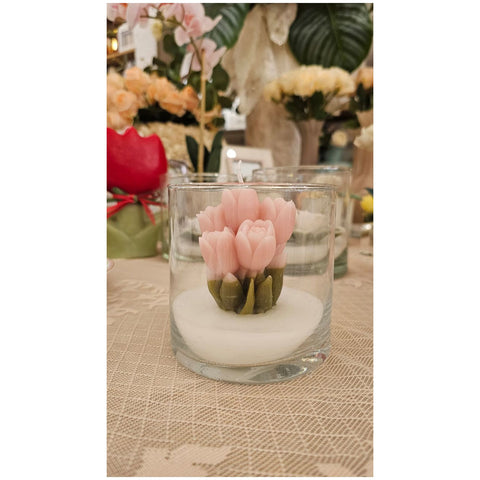 Cereria Parma Bicchiere medio con candela profumata tulipani D10xH10 cm 5 varianti(1 unità)
