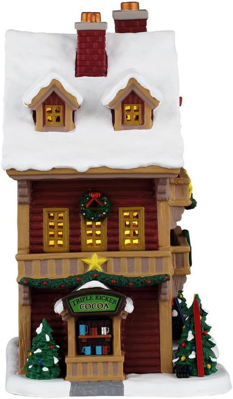 LEMAX Edificio luci led "Mountain View Hotel" in porcellana H21x15x12.5 cm