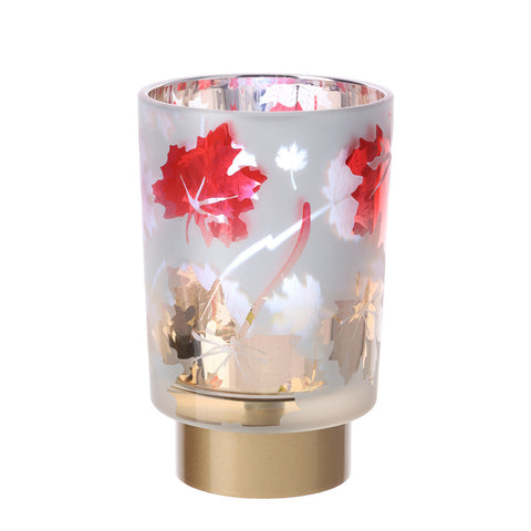 Lampe à pile en verre Hervit "Feuillage" + coffret cadeau 11xh20 cm