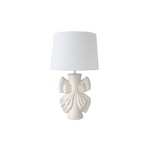 Lampe en céramique Nacchi's Art avec nœud, style shabby chic D28xH49 cm