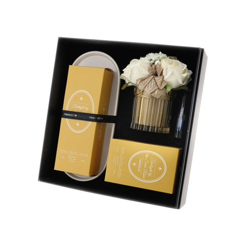 Hervit Set Désodorisant de luxe, fleurs et bougie L29xH17 cm