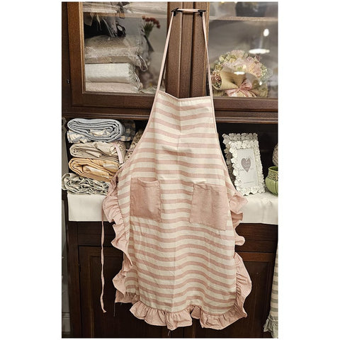 L'Atelier 17 Striped apron with pockets and "Pic Nic" shabby chic ruffle 5 variants (1pc)