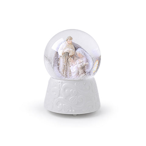 Boule à neige Hervit Sainte Famille en porcelaine D10xH16 cm