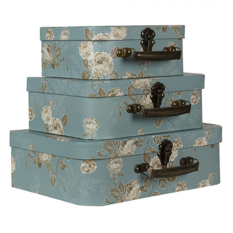 Clayre & Eef Set 3 bauli valigia verde 30x21x9/25x18x9/20x16x8 cm