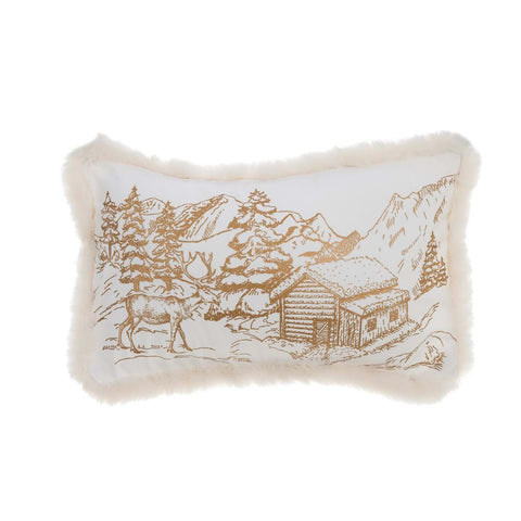 Coussin de Noël Blanc Mariclò avec fourrure écologique 30x50 cm