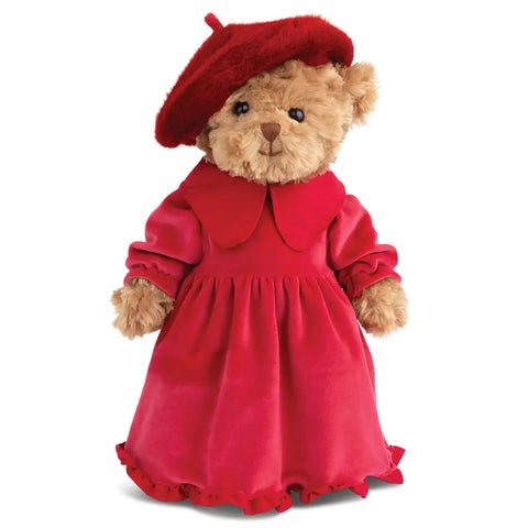 Bukowski Plush Bear "Madame Odile" with red velvet dress H35 cm