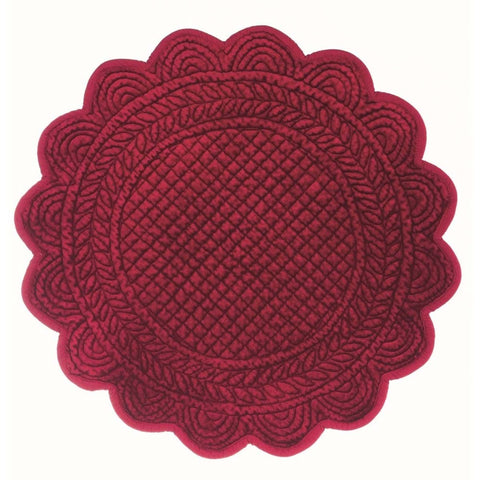 BLANC MARICLO' Set 2 round burgundy velvet placemats Ø40 cm