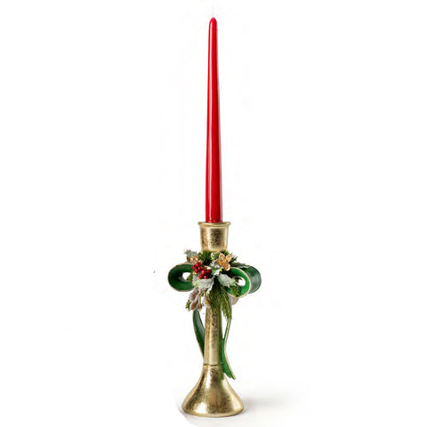 Fiori di Lena Candeliere di natale in metallo e fiocco H26 cm 2 varianti(1 unità)