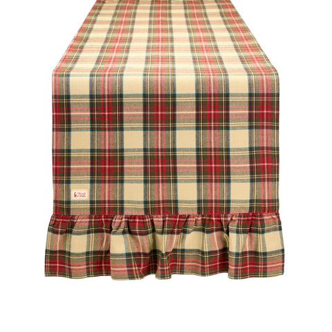 Nuvole di Stoffa Runner natalizio con balza "VINTAGE TARTAN" in cotone 50x180 cm