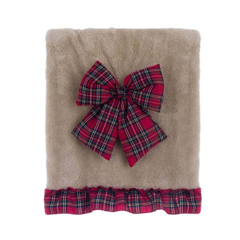 Plaid de Noël Blanc Mariclò avec nœud 140x170 cm 2 variantes (1 unité)