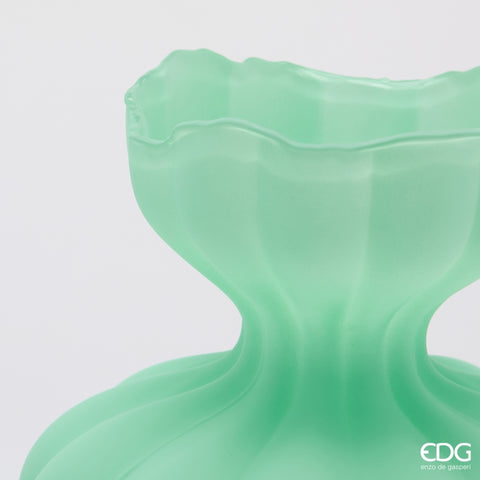 Edg Enzo de Gasperi Vaso Flow Sinuoso in vetro opaco verde D26xH32 cm - Angelica Home Stabia
