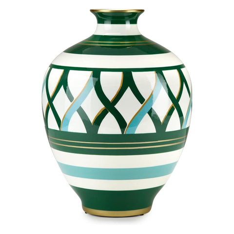 Fade Vase à fleurs en porcelaine verte et blanche "Circé" 26xH36 cm