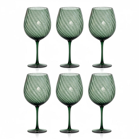 Fade Set 6 Calici da vino in vetro verde "Braies" 500 ml
