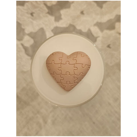 Chiaraela Cilindro alto con dedica e Cuore puzzle cipria D7xH14.5 cm