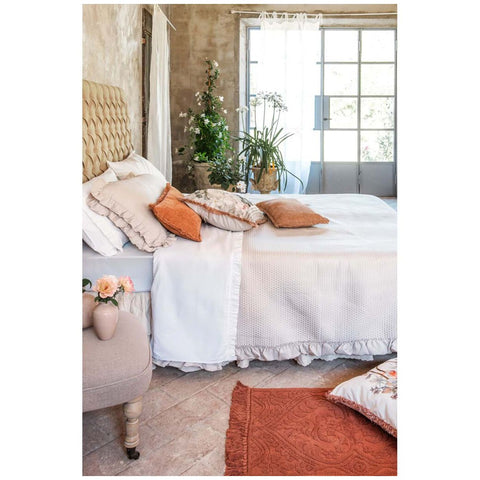 Couette double Blanc Mariclò Natural Spring avec volant « Gala Acquarello » 260 x 260 cm