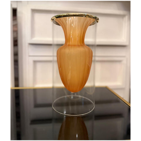 Chiaraela Vaso cilindro portafiore grande in vetro satinato ambra "Elegance" 12xH24 cm