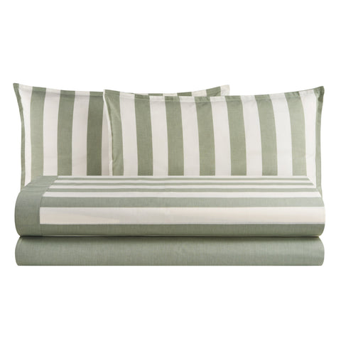 Parure de lit double à rayures blanc perle, draps en coton + 2 taies d'oreiller « Maui »