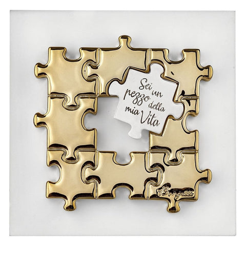 Bongelli Preziosi Quadretto Puzzle bianco/oro, Made in Italy 15x15 cm