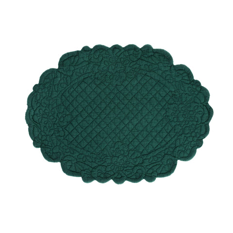 Blanc Mariclò Set 2 tovagliette americane ovali in cotone verde "Carmen" 30x20 cm