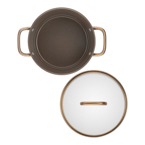 ZWILLING Milano Casseruola in alluminio marrone + coperchio in vetro, CERAFORCE Titanium 24 cm