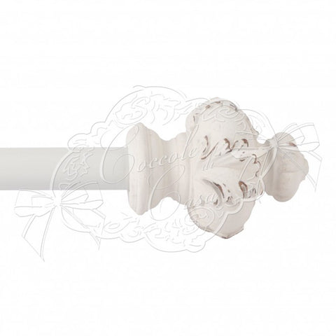Coccole di Casa Bastone per tenda estensibile in metallo bianco "Leaf" 155-310 cm