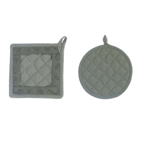 Lot de 2 maniques vertes Blanc Mariclò « New Infinity » D20 cm/16x16 cm