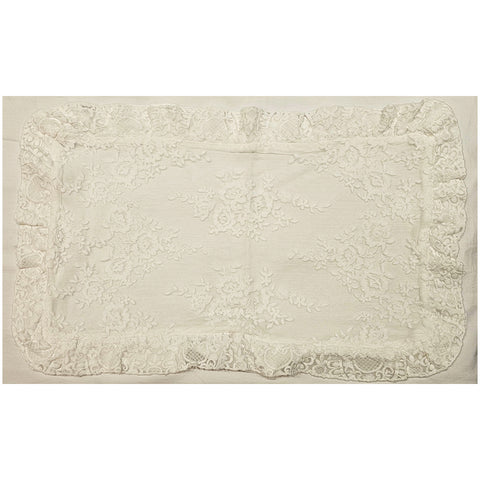 Chez Moi Cushion cover in optical white linen and lace Made in Italy "Provenza" 30x50 cm