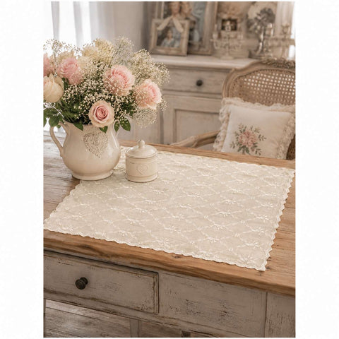 L'Atelier 17 Centrotavola centrino quadrato in pizzo "Astre/Vent", Shabby Chic 90x90 cm 4 varianti(1 unità)
