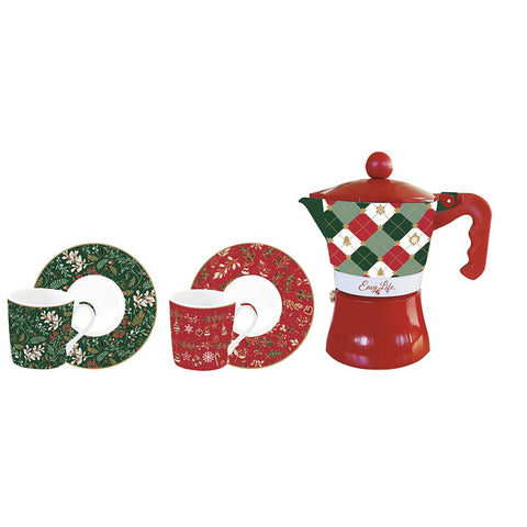 Easy Life Set de 2 tasses à café + moka de Noël "Fancy Christmas" 100 ml