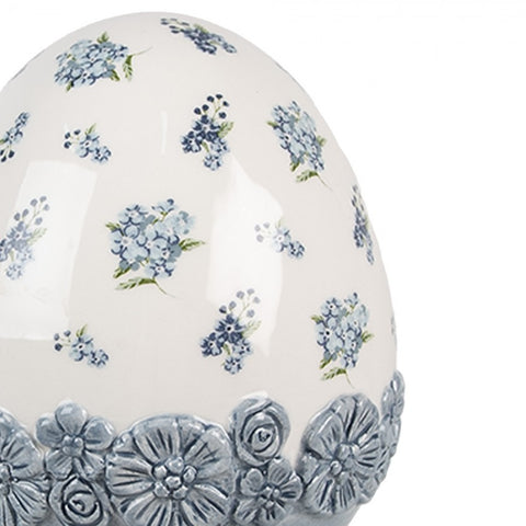 Clayre & Eef Statuina Uova di pasqua in ceramica decorativa con fiori D12xH19 cm