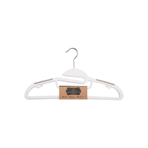 Estia Home Lot de 3 cintres antidérapants à encoches en plastique blanc 41,5x0,6xH22 cm