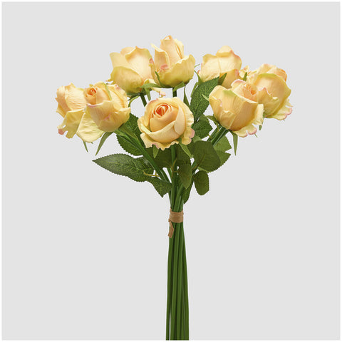 EDG Enzo de Gasperi Mazzo 9 Rose gialle con foglie artificiale H46 cm