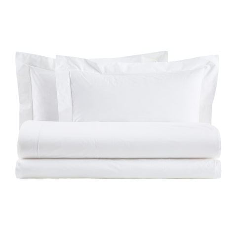 Parure de lit double en Coton Blanc Perle + 2 taies d'oreiller "Bacchetta"