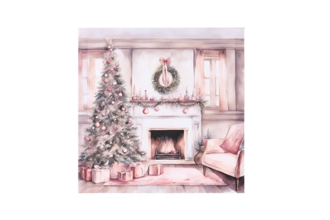 Toile Nuages ​​en Tissu, Cheminée et Sapin de Noël « Darling », 2 variantes (1 pièce)