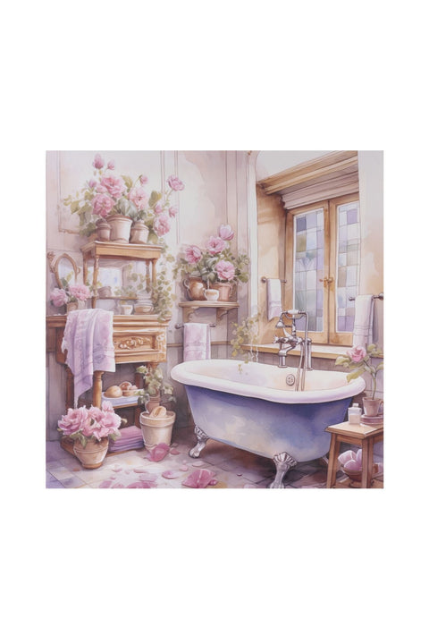 Fabric Clouds Canvas Bathtub Painting with Flowers 30x30x2.5 cm 2 variants (1 unit)