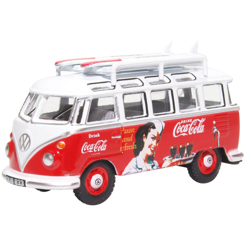 Oxford Diecast Modellino VW T1 Bus Coca-Cola e Tavole da surf 1:76