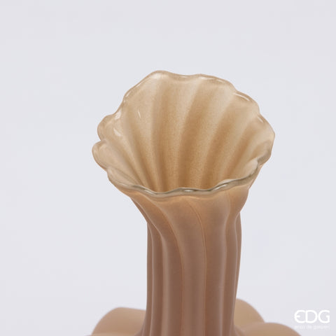 Edg Enzo de Gasperi Vaso Flow Sinuoso in vetro opaco marrone D17xH31 cm - Angelica Home Stabia