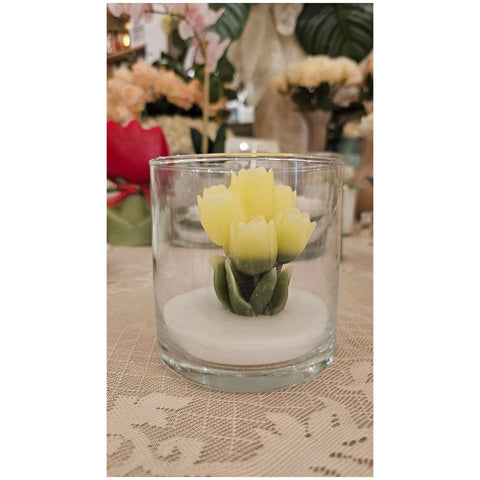 Cereria Parma Bicchiere medio con candela profumata tulipani D10xH10 cm 5 varianti(1 unità)