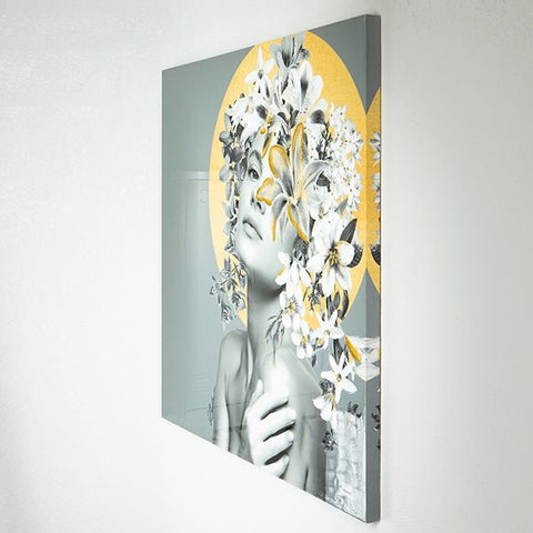 Eurolamp Quadro Figura femminile con fiori su tela 100x3,5x100 cm