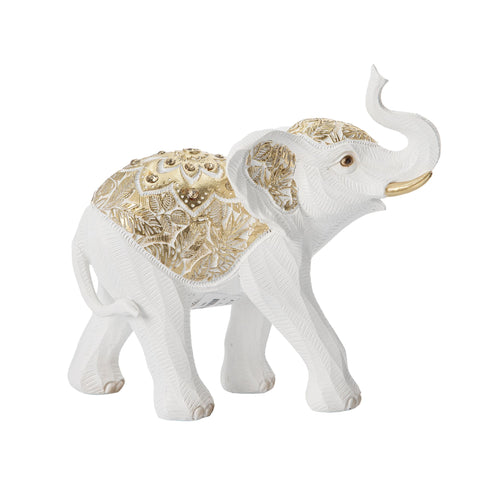 Eurolamp Statuina Elefante in poliresina bianco/oro 21,5x9,5xH20 cm