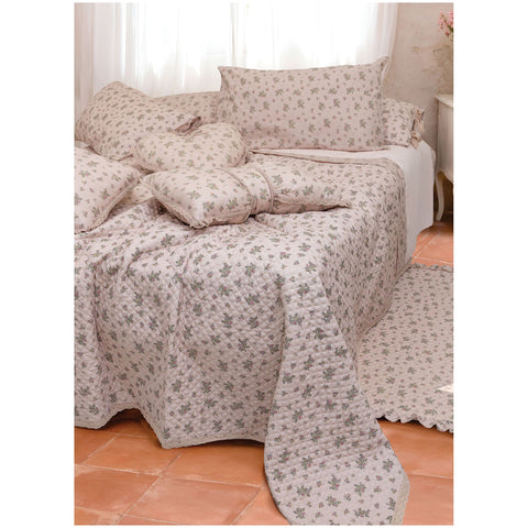 L'Atelier 17 Trapunta singola primaverile con pizzo + federa "Cuor di Magnolia" 180x260 cm