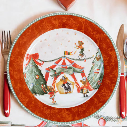 Cloth clouds Christmas dinner service 6 places in porcelain "Bear Wonderland"