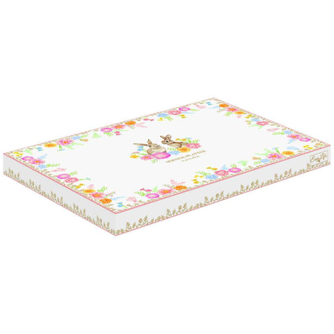 Easy Life Vassoio pasquale in porcellana con conigli e fiori "Tres Jolie" 36x24 cm