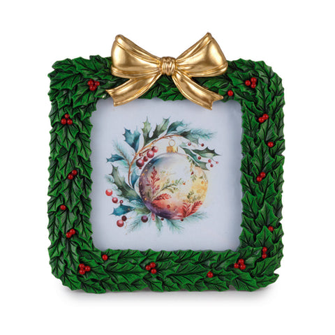 Henriette Portafoto di natale Agrifoglio con fiocco 15x16.5cm(10x10cm)