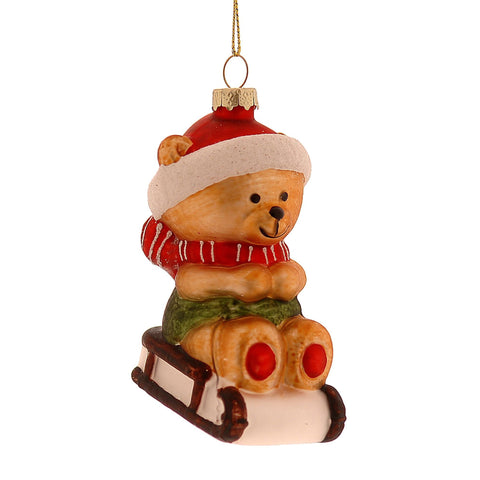 Ours de Noël en verre Vetur avec traîneau 7 cm